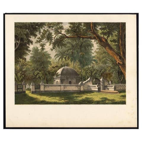 Antique Print of a Cemetery in Bontowala, Makassar, Celebes, Indonesia, 1888
