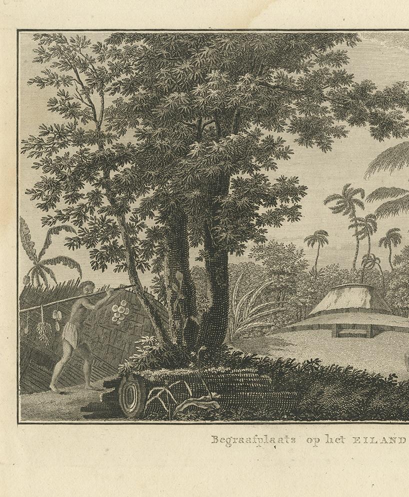 Antique Print of a Cemetery on Amsterdam Island by Klauber, circa 1810 In Good Condition For Sale In Langweer, NL
