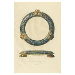 Estampa antigua de un trípode de cerámica de Delange, '1869
