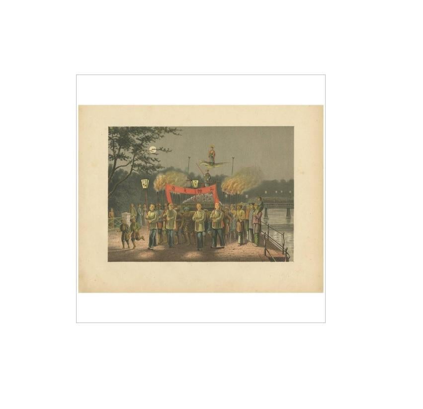 19th Century Antique Print of a Ceremony in Batavia by M.T.H. Perelaer, 1888 For Sale