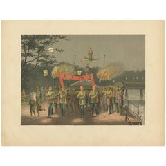 Antiker antiker Druck einer Zeremonie in Batavia von M.T.H. Perelaer, 1888