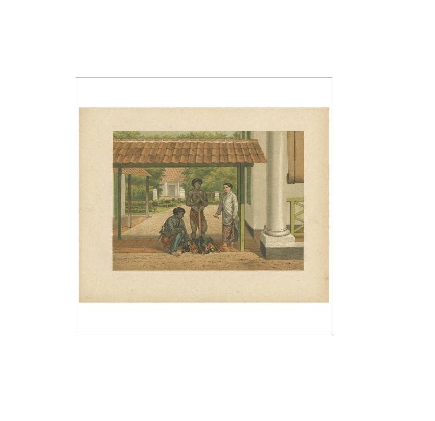 Antique Print of a Chicken Salesman in Batavia by M.T.H. Perelaer, 1888