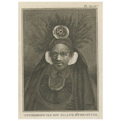 Antique Print of a Chief of the Island Christina, the Marquesas Islands, 1803