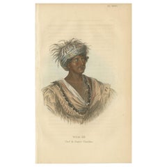 Impression ancienne d'un guerrier en chef du Cherokee par Prichard, 1843