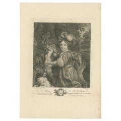 Antique Print of a Child, Deer and a Dog by Le Brun '1792'