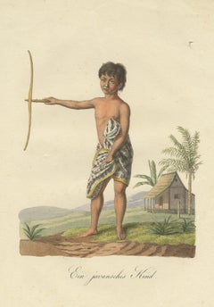 Antique Print of a Child from Java by Hurter 'circa 1830'