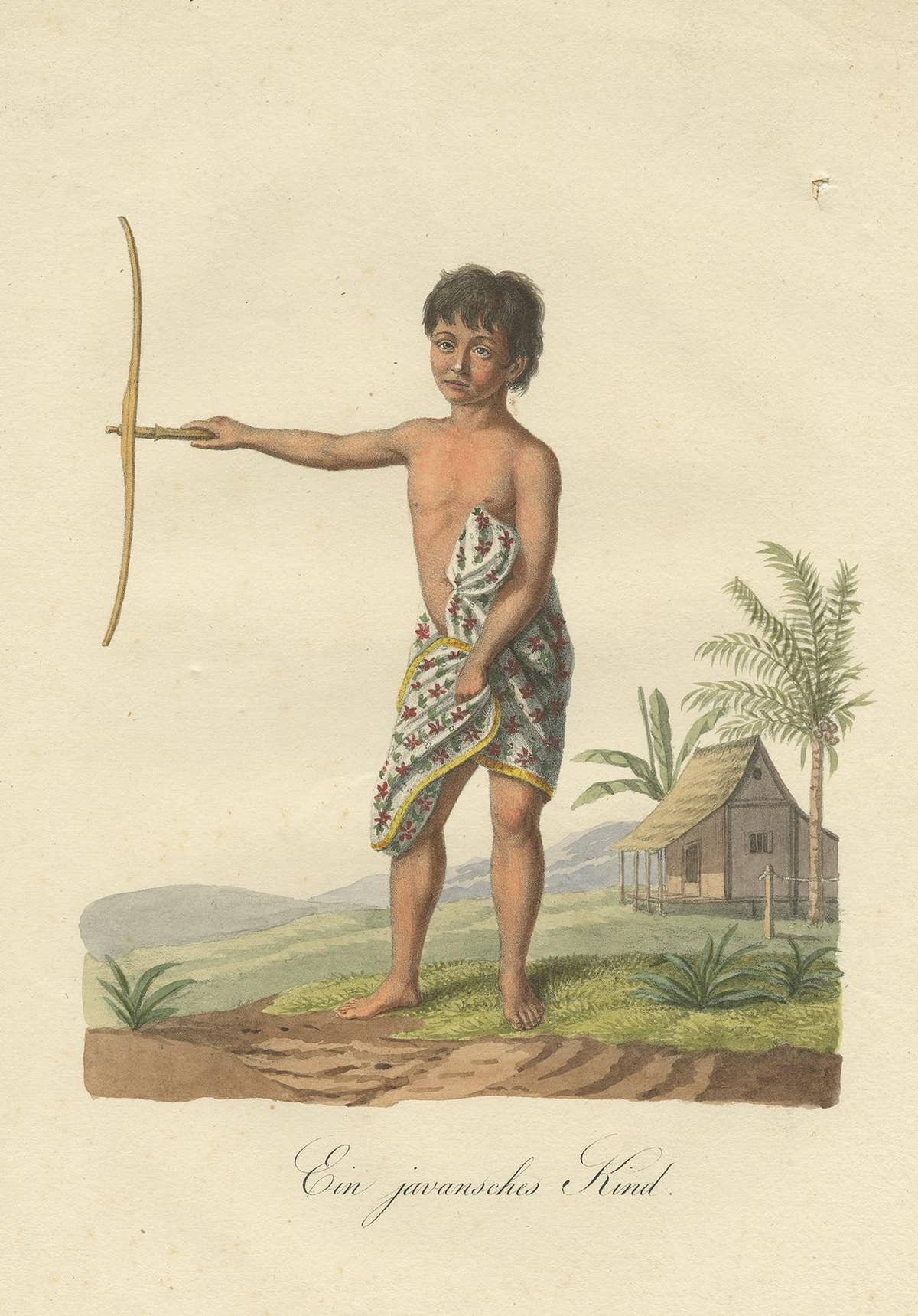 Antique Print of a Child from Java by Hurter 'circa 1830'
