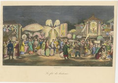 Antique Print of a Chinese Lantern Festival