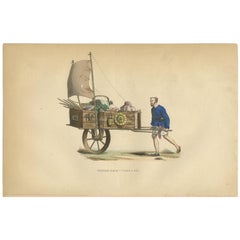 Antique Print of a Chinese Merchant by Wahlen '1843'