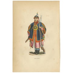 Antique Print of a Chinese Soldier by Wahlen, 1843