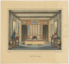 Antique Print of a Chinese Visiting Room, 1830