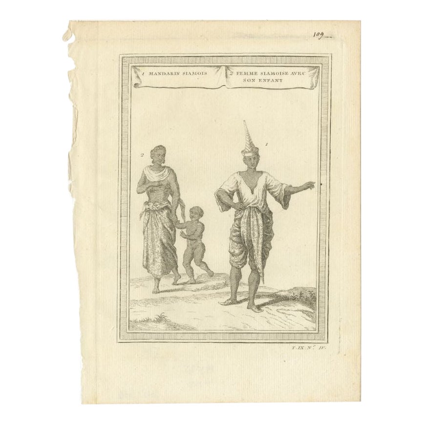Impression ancienne d'une femme chinoise et d'un mandarin chinois, 1746