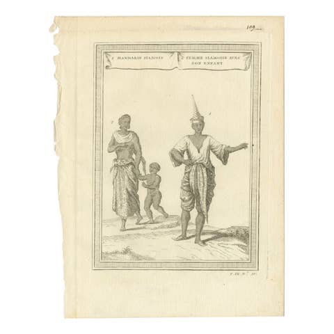 Antique Print of a Chinese Woman and Chinese Mandarin, 1746