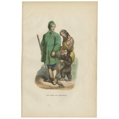Impression ancienne d'une famille Chuckchi par H. Berghaus, 1855