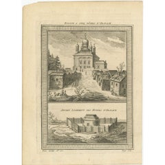 Antique Print of a Church and Monastery in Abalak in Russia, 1768