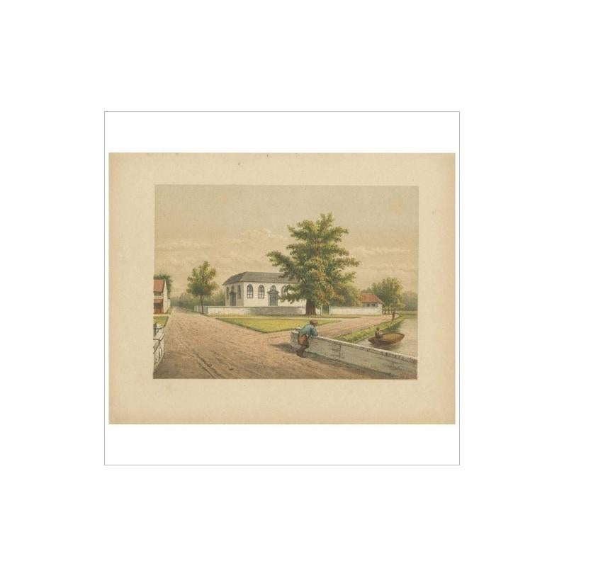 Antique Print of a Church in Batavia by M.T.H. Perelaer, 1888 In Good Condition For Sale In Langweer, NL