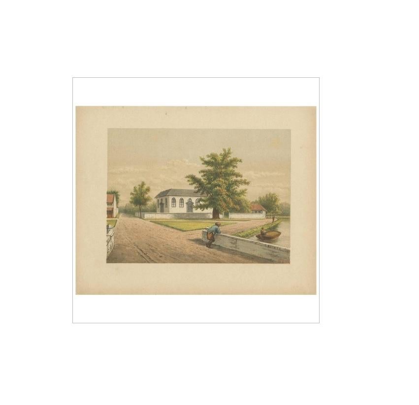 19th Century Antique Print of a Church in Batavia by M.T.H. Perelaer, 1888 For Sale