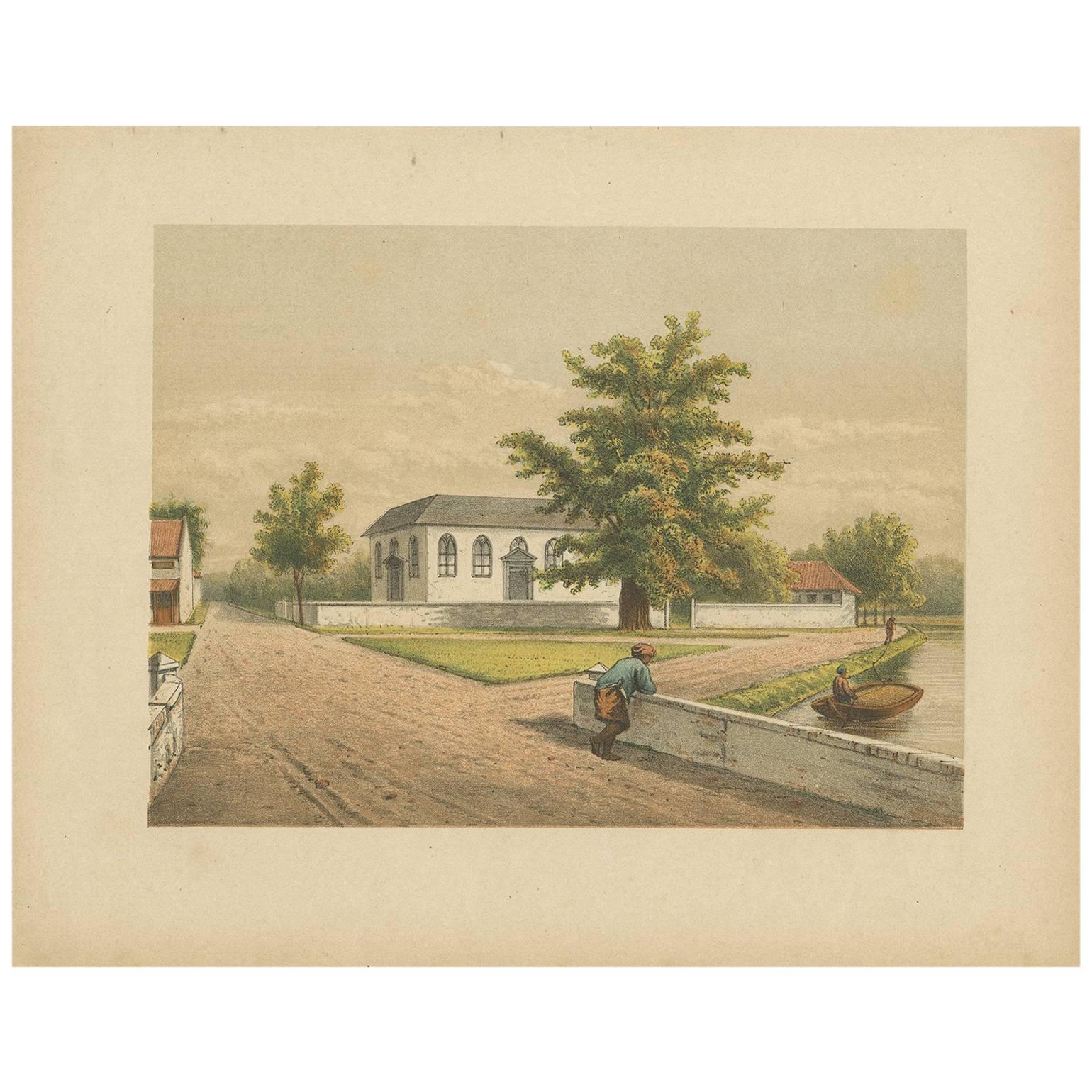 Antiker Druck einer Kirche in Batavia von M.T.H. Perelaer, 1888