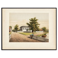 Antiker Druck einer Kirche in Batavia (Jakarta), Indonesien, 1888