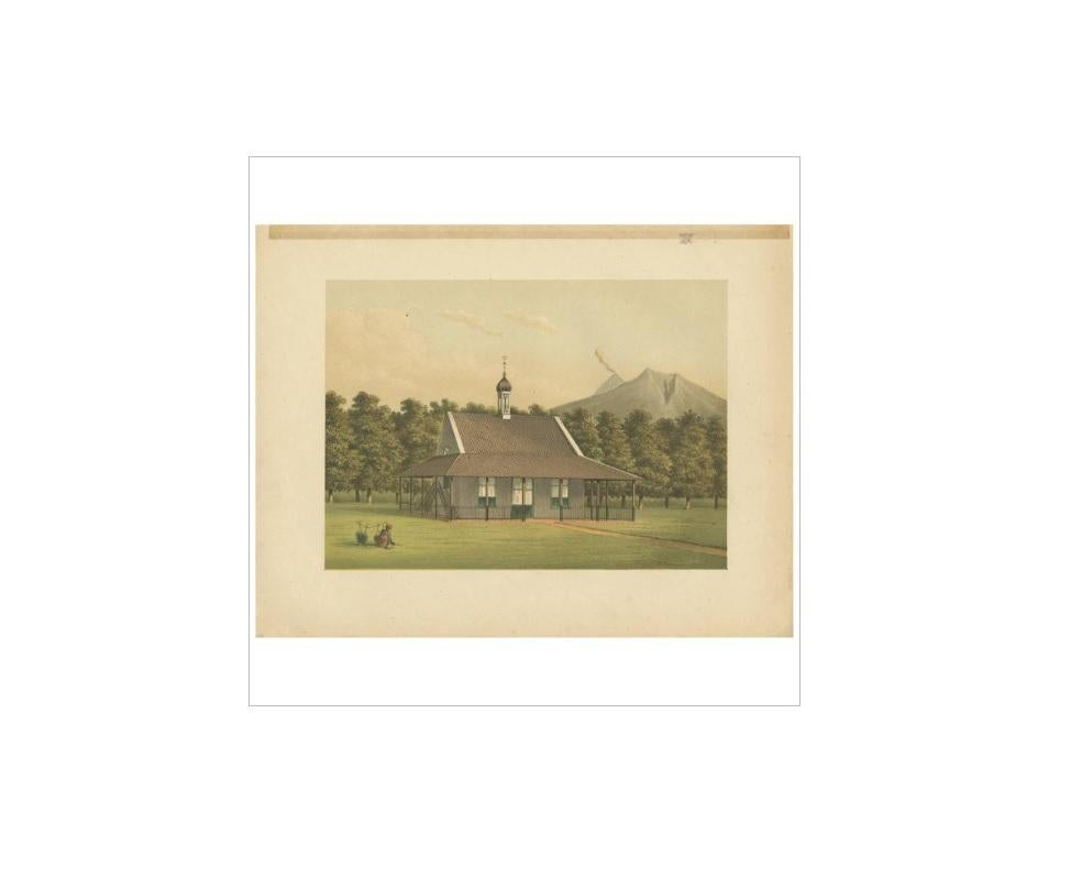 Antique Print of a Church in Salatiga by M.T.H. Perelaer, 1888 In Good Condition In Langweer, NL
