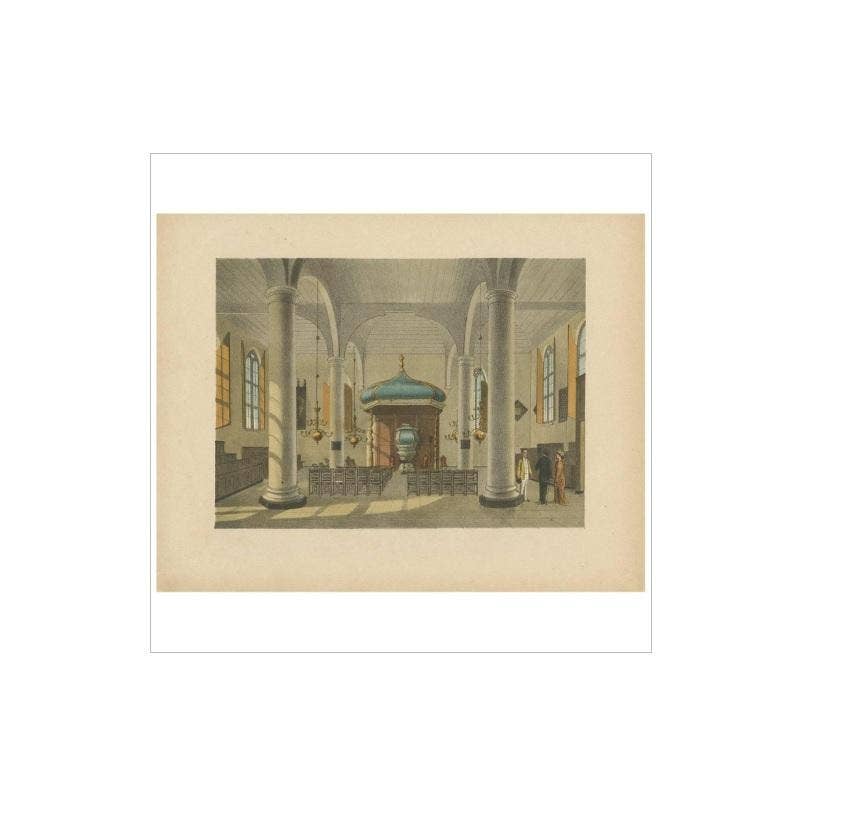 Antique Print of a Church Interior in Batavia by M.T.H. Perelaer, 1888