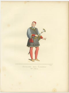 Antique Print of a Church Lawyer, 15th Century, by Bonnard, 1860