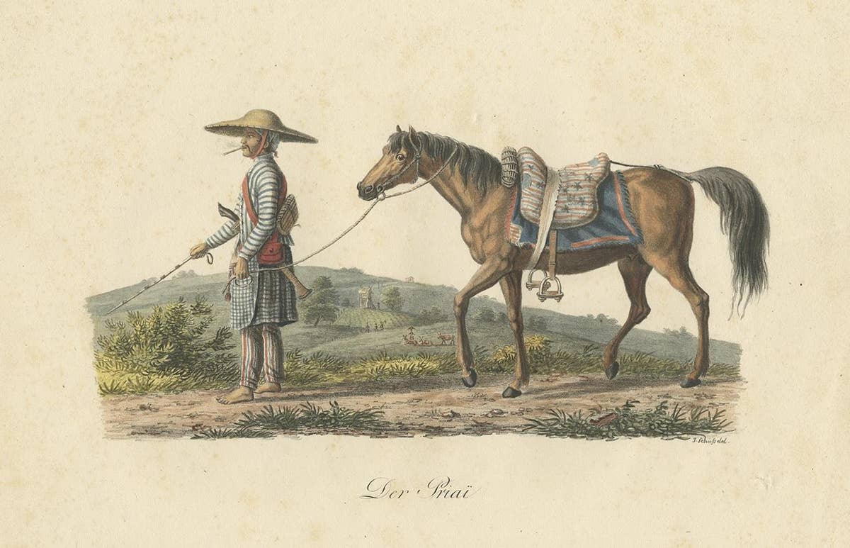 Antique Print of a Civil Servant from Java by Hurter 'circa 1830'