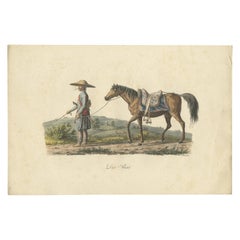 Stampa antica di un funzionario di Giava di Hurter "circa 1830