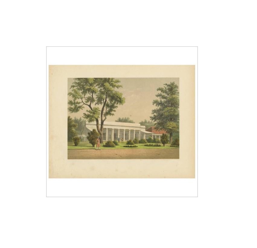 Antique Print of a Colonial Residence in Batavia by M.T.H. Perelaer, 1888 In Good Condition For Sale In Langweer, NL