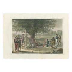 Used Print of a Construction Site on Timor Island by Ferrario '1831'