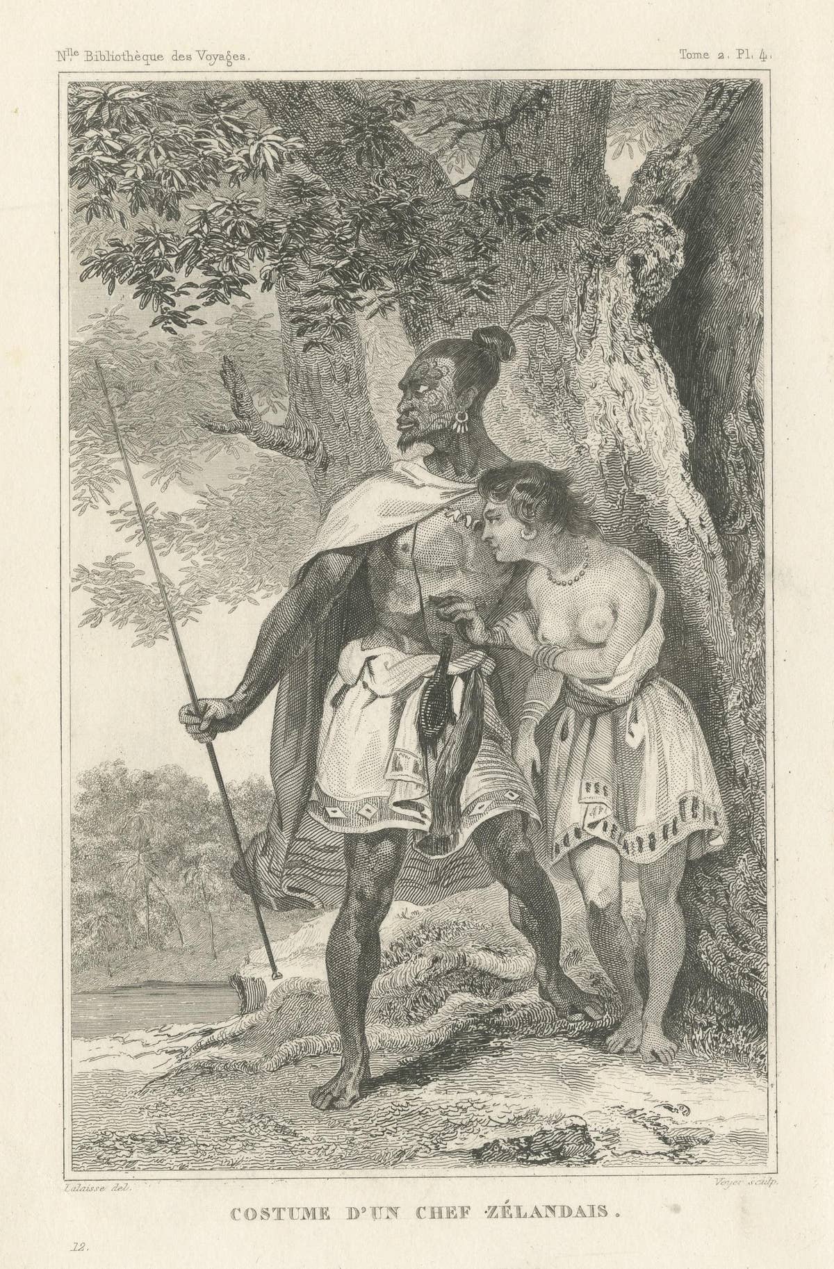 Antique Print of a Costume of a New Zealand Chief