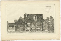 Antique Print of a Cottage in an English Garden by Le Rouge, c.1785