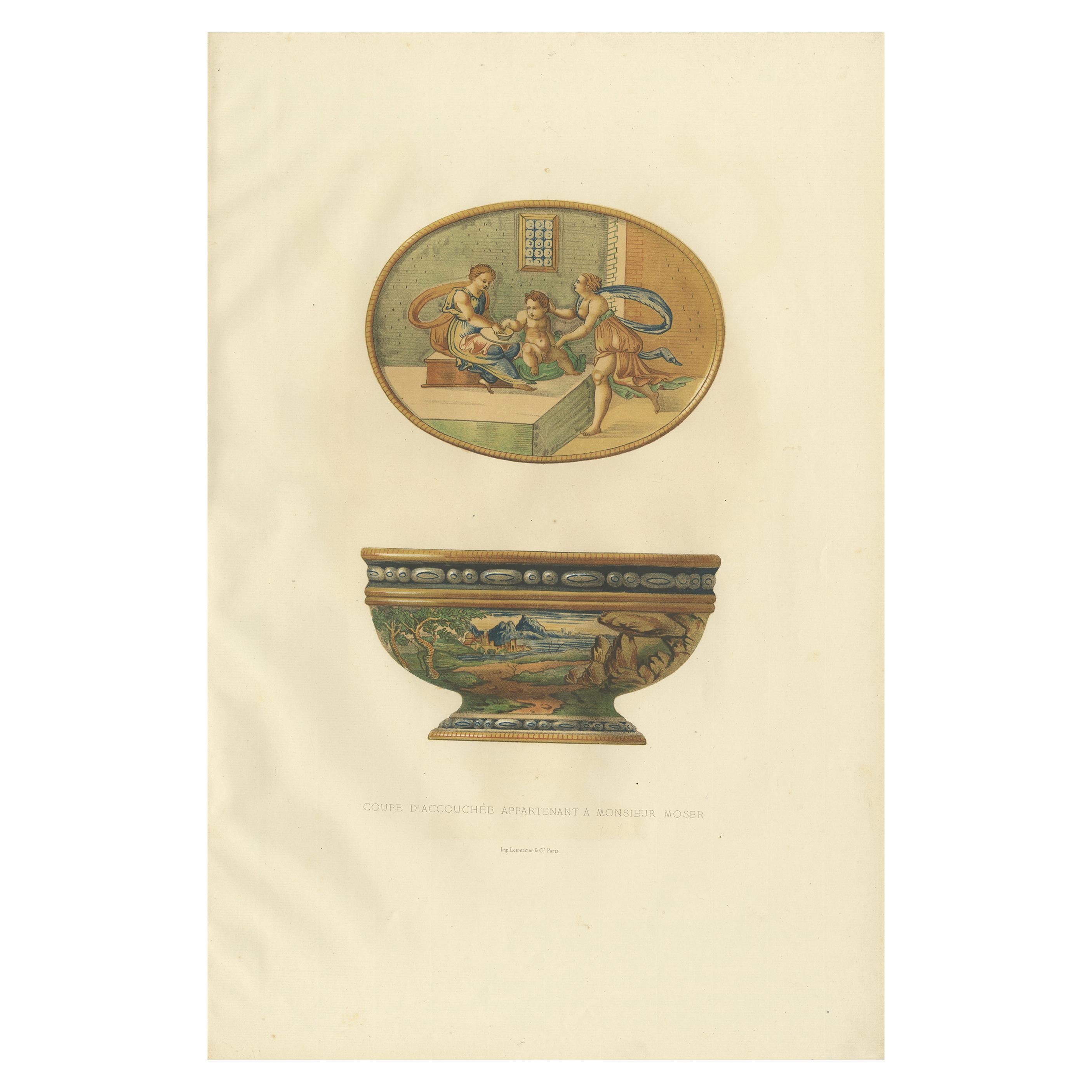 Antique Print of a Coupe of Monsieur Moser by Delange '1869' For Sale