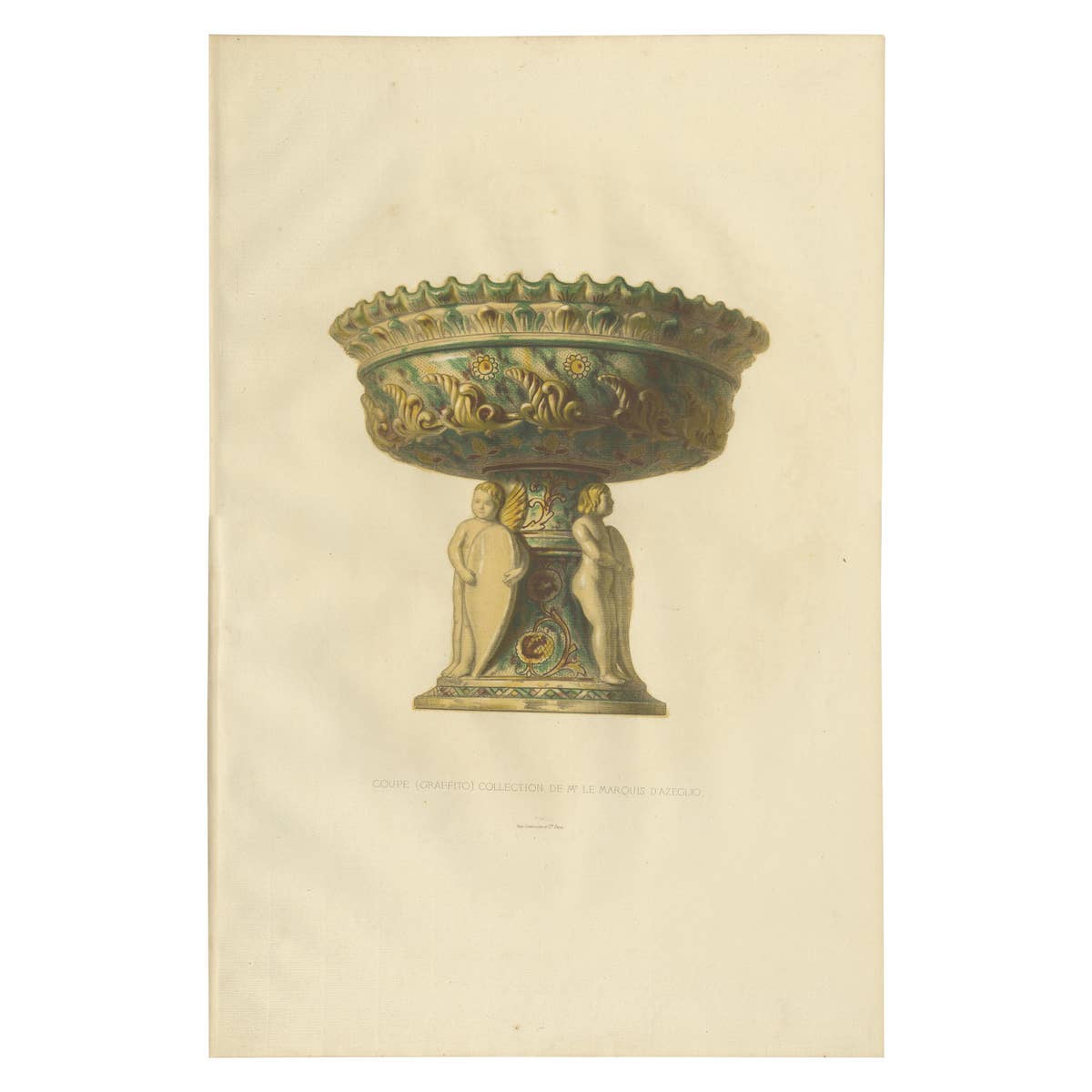 Antique Print of a Coupe of Mr. le Marquis d'Azeglio by Delange '1869'