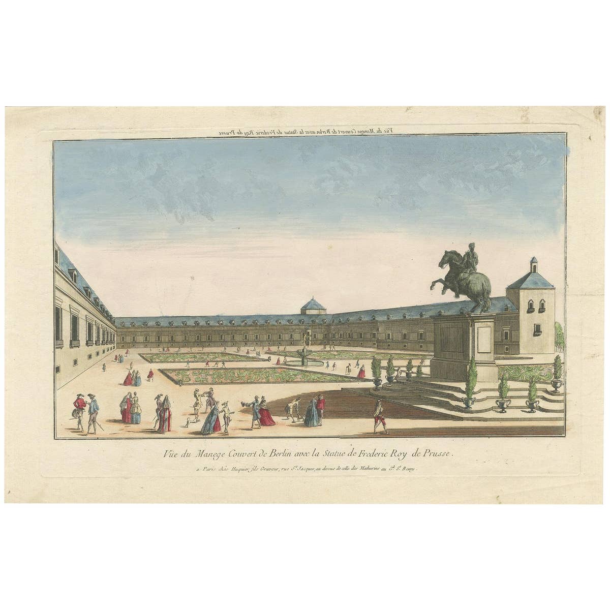 Antique Print of a Court in Berlin by Huquier, circa 1760