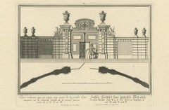 Antique Print of a Courtyard Gate by Wolff, 1736