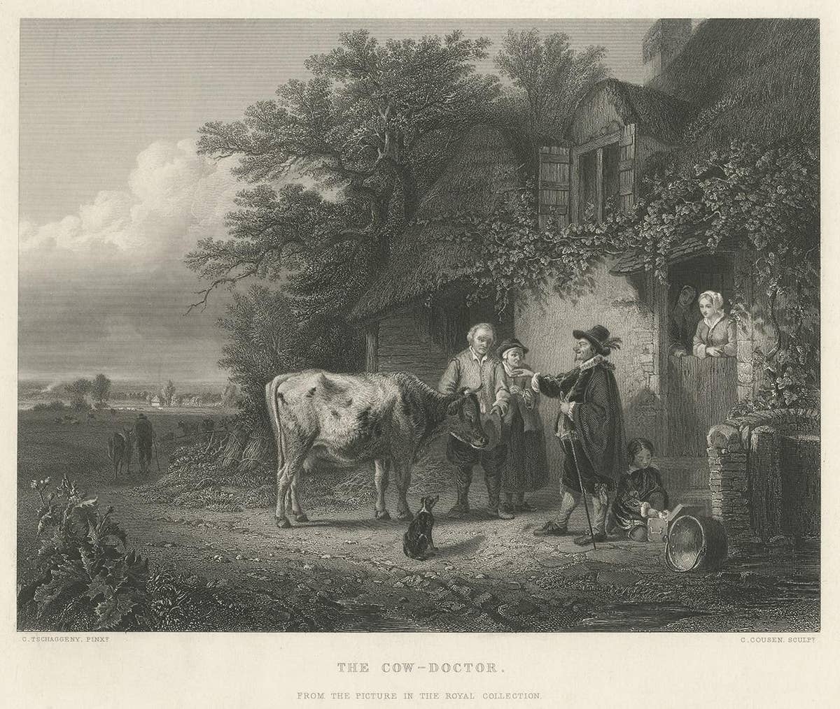 Antique Print of a Cow Doctor by Cousen, circa 1860