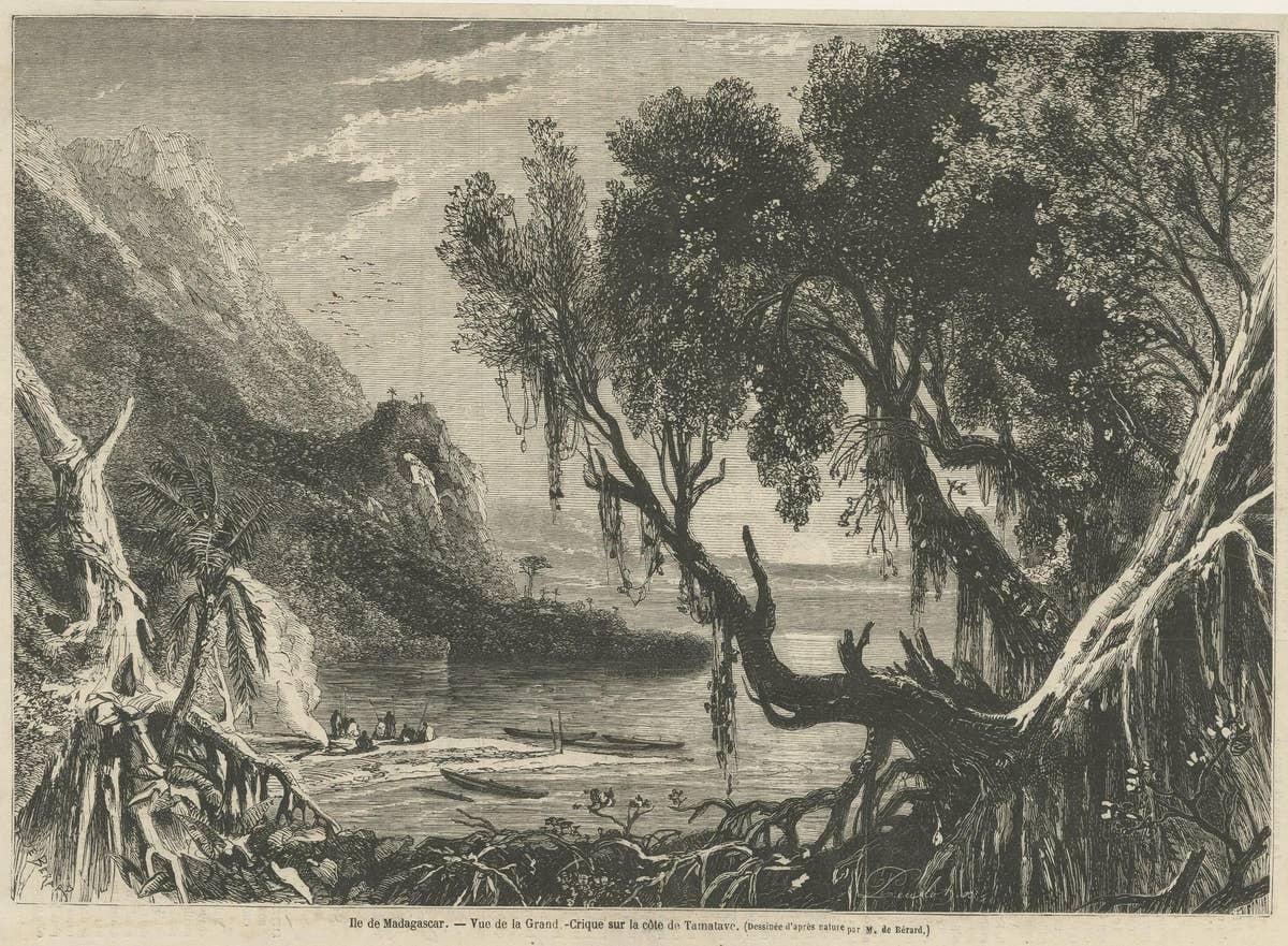 Antique Print of a Creek near the coast of Toamasina, Madagascar