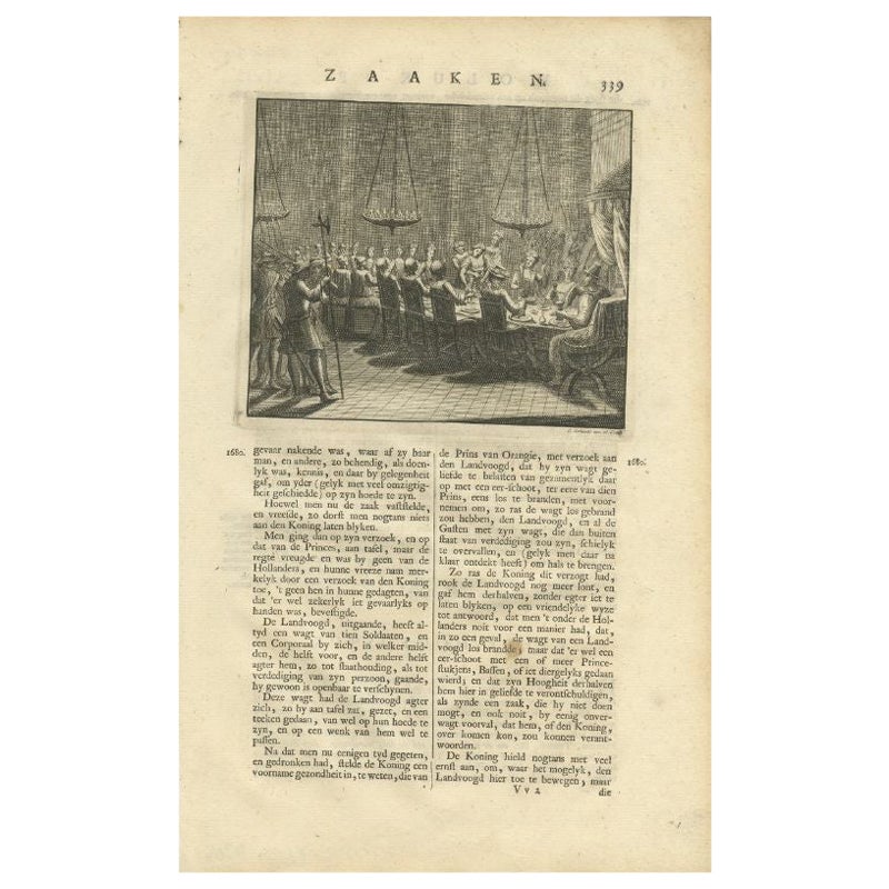 Antique Print of a Dinner in the Moluccas by Valentijn, 1726