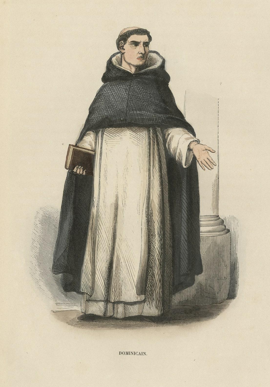Paper Antique Print of a Dominican Monk, 1845 For Sale