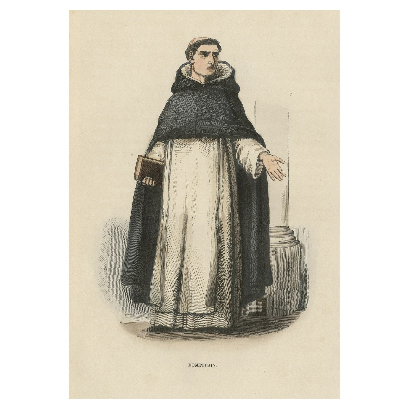 Antiker Druck einer Dominikanischen Monk, 1845