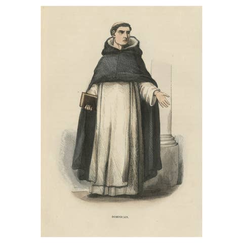 Antique Print of a Dominican Monk, 1845