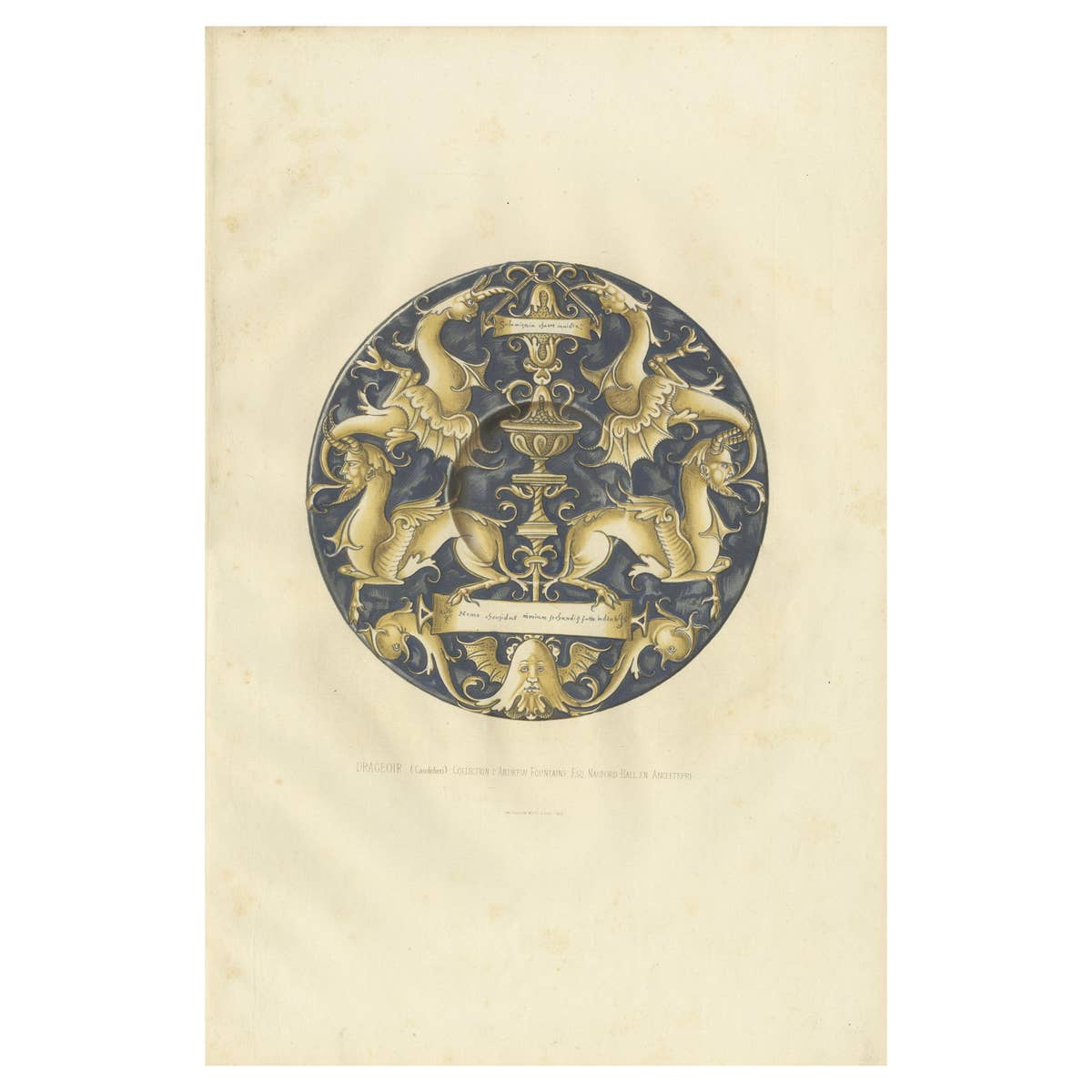 Antique Print of a Drageoir of Andrew Fountaine by Delange '1869'