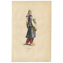 Stampa antica di una donna drusa in Libano, 1843
