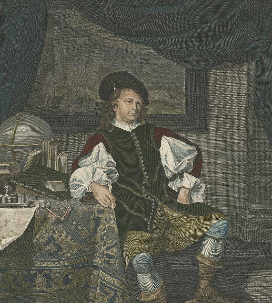 Antique Print of a Dutch Merchant by Abram, circa 1820