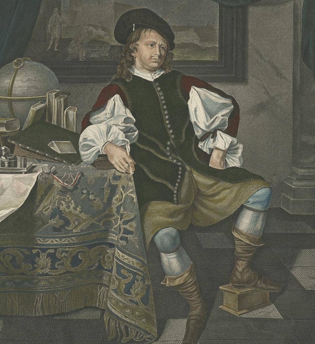 Antique Print of a Dutch Merchant by Abram, circa 1820