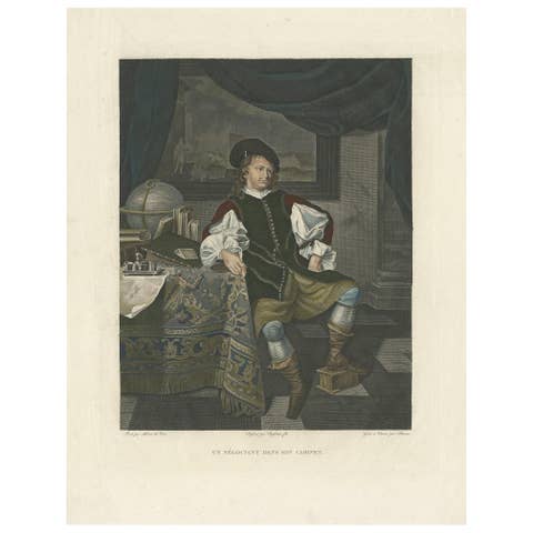 Antique Print of a Dutch Merchant by Abram, circa 1820