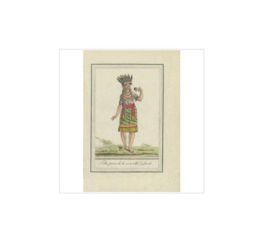 Antique Print of a Female Inhabitant of New Zealand by J. Laroque, 1796