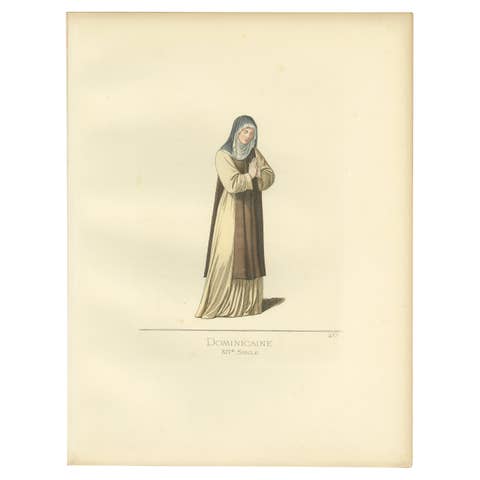 Antique Print of a Female Member of the Dominican Order by Bonnard, 1860