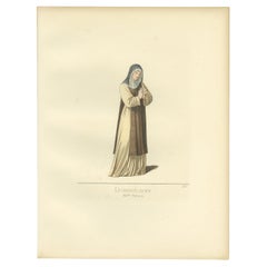 Impression ancienne d'une femme membre de l'Ordre dominicain par Bonnard, 1860